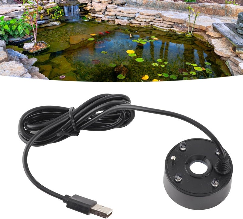 Zerodis Small Fog Maker Machine Colorful LED Lights Mist Generator for Pond Rockery Sink, USB Atomizer for Halloween and Festivals (Black) - Image 2